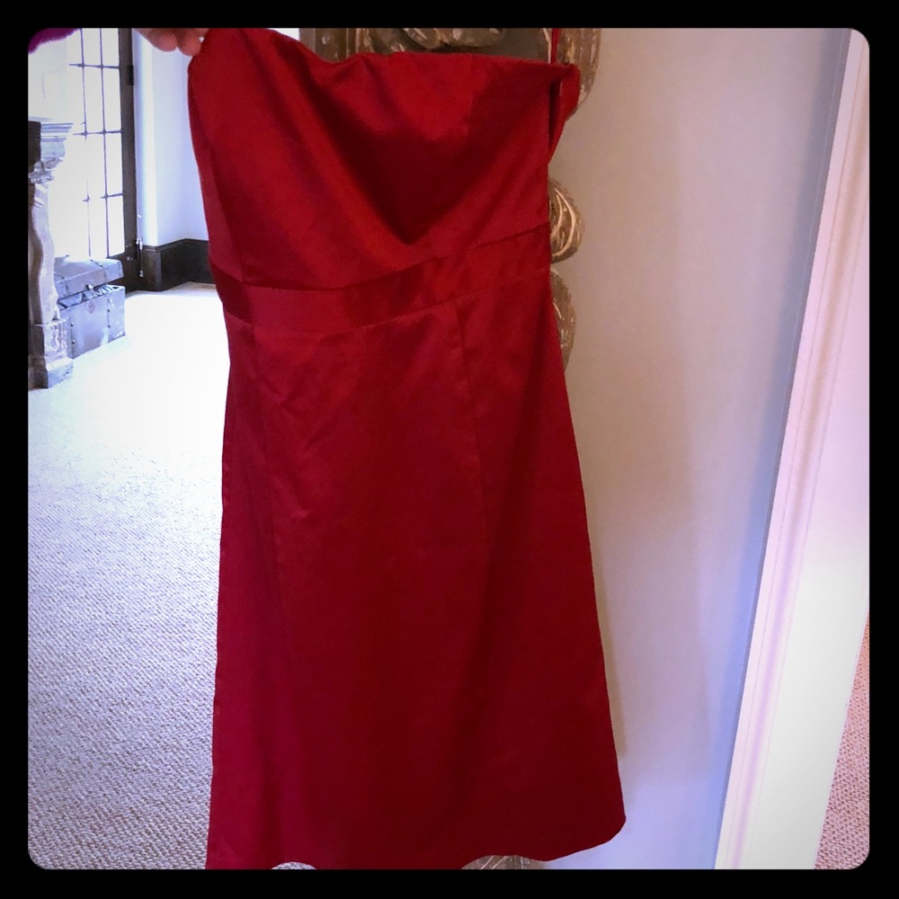 Strapless red dress